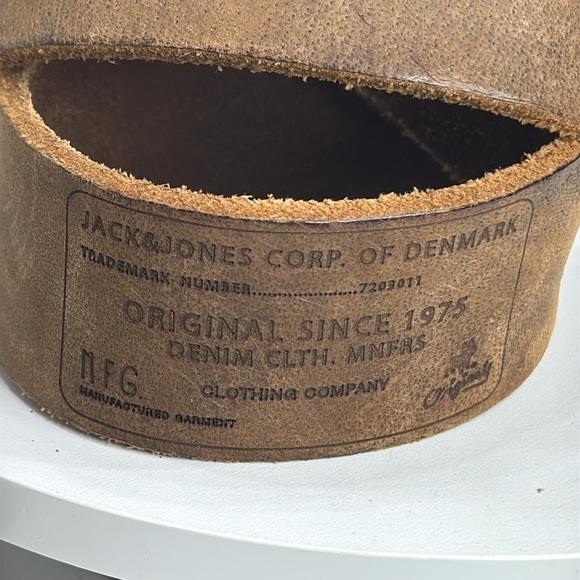 (H) Jack & Jones Men's Vintage Buffalo Leather Belt,Made in Italy, Brown,Size 85 - Picture 2 of 14